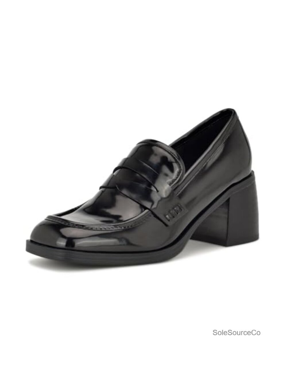 Heeled Loafer with Block Heel and Square Toe